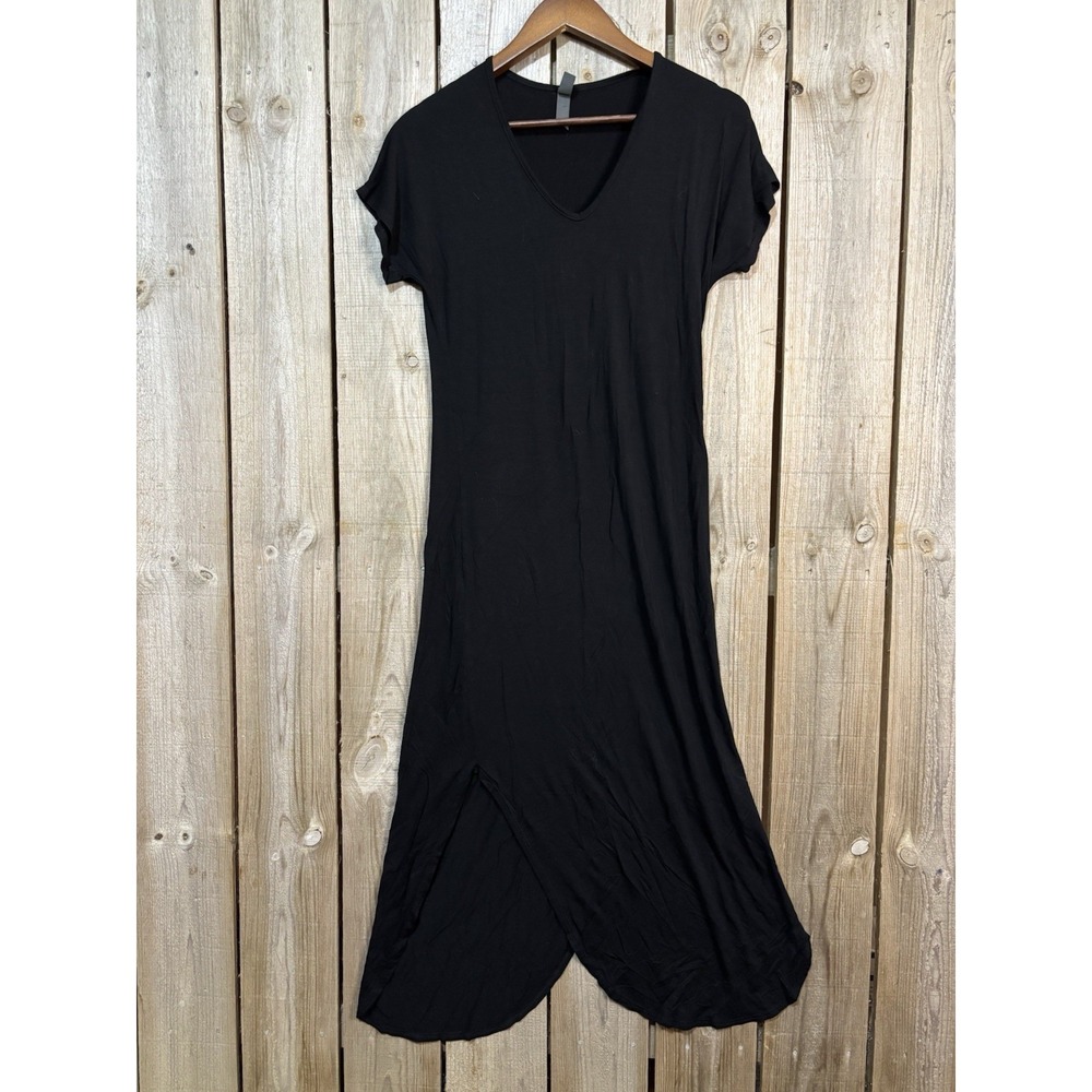 ALYA XXS Black Asymmetrical Hem Midi Dress Stretch‎ Knit